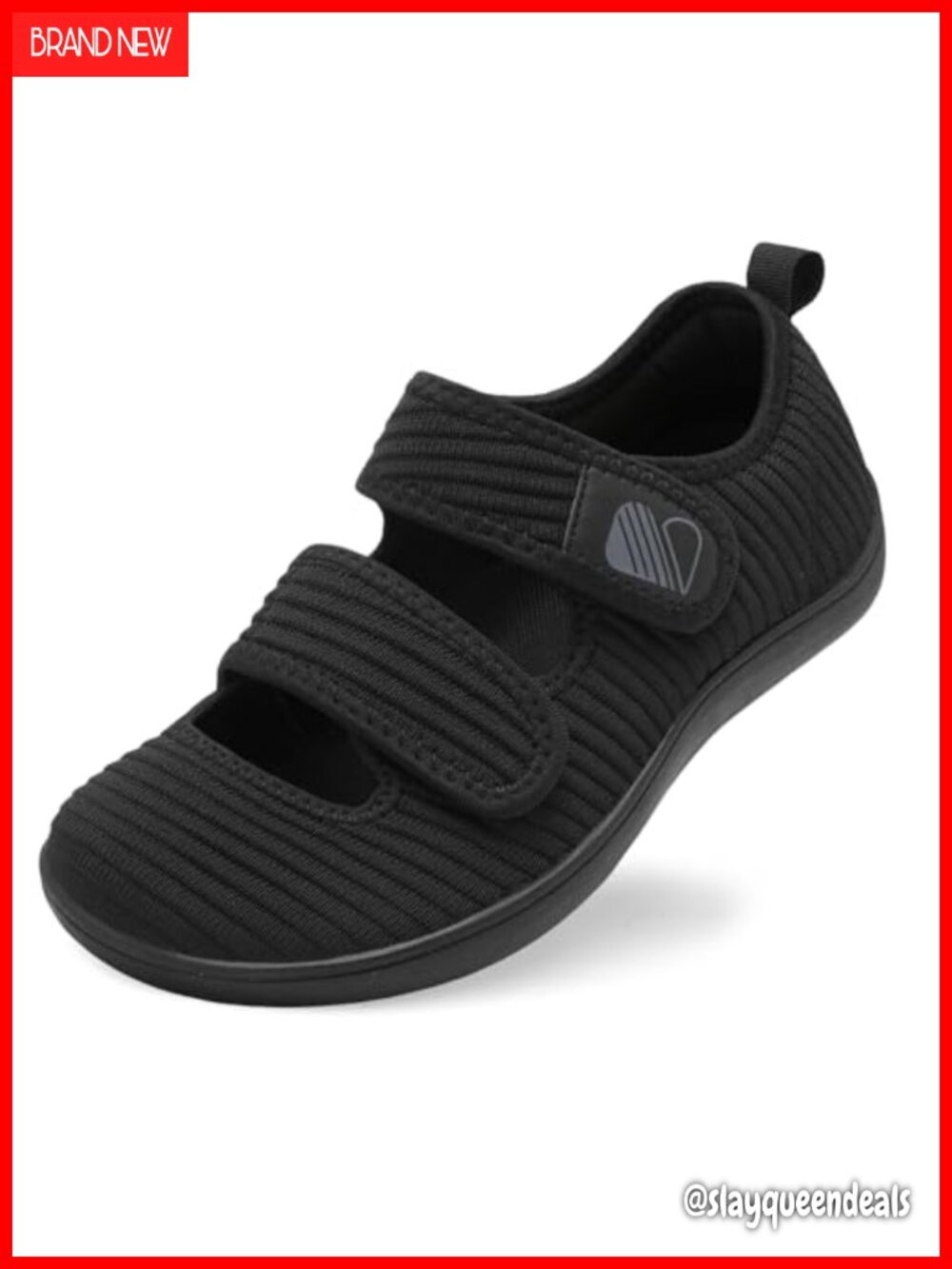 Womens Wide Walking Shoes Hook and Loop Adjustable Knit Zero Drop Comfort